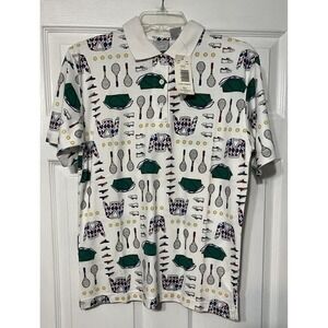Laura Gayle Polo Shirt Women's‎ Sz S Novelty Tennis Print NWT